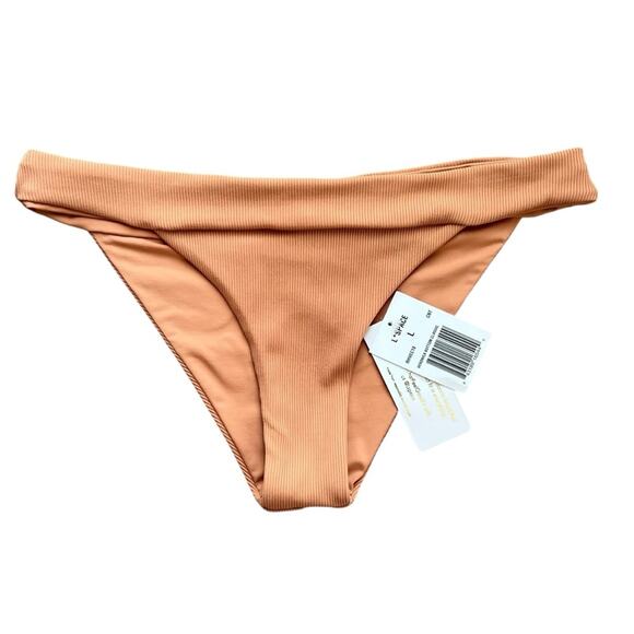 New L*Space Veronica Women’s Chestnut Ribbed Foldover Bikini Bottom Classic Sz L - Picture 9 of 9
